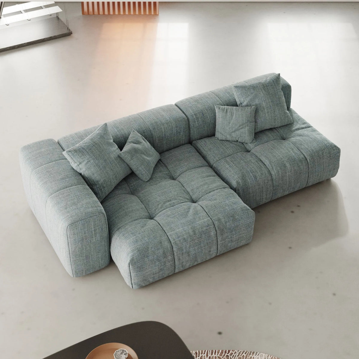 Linen Modular Loveseat Sofa 127 Slate Grey Pixel Modular Sofa (2)