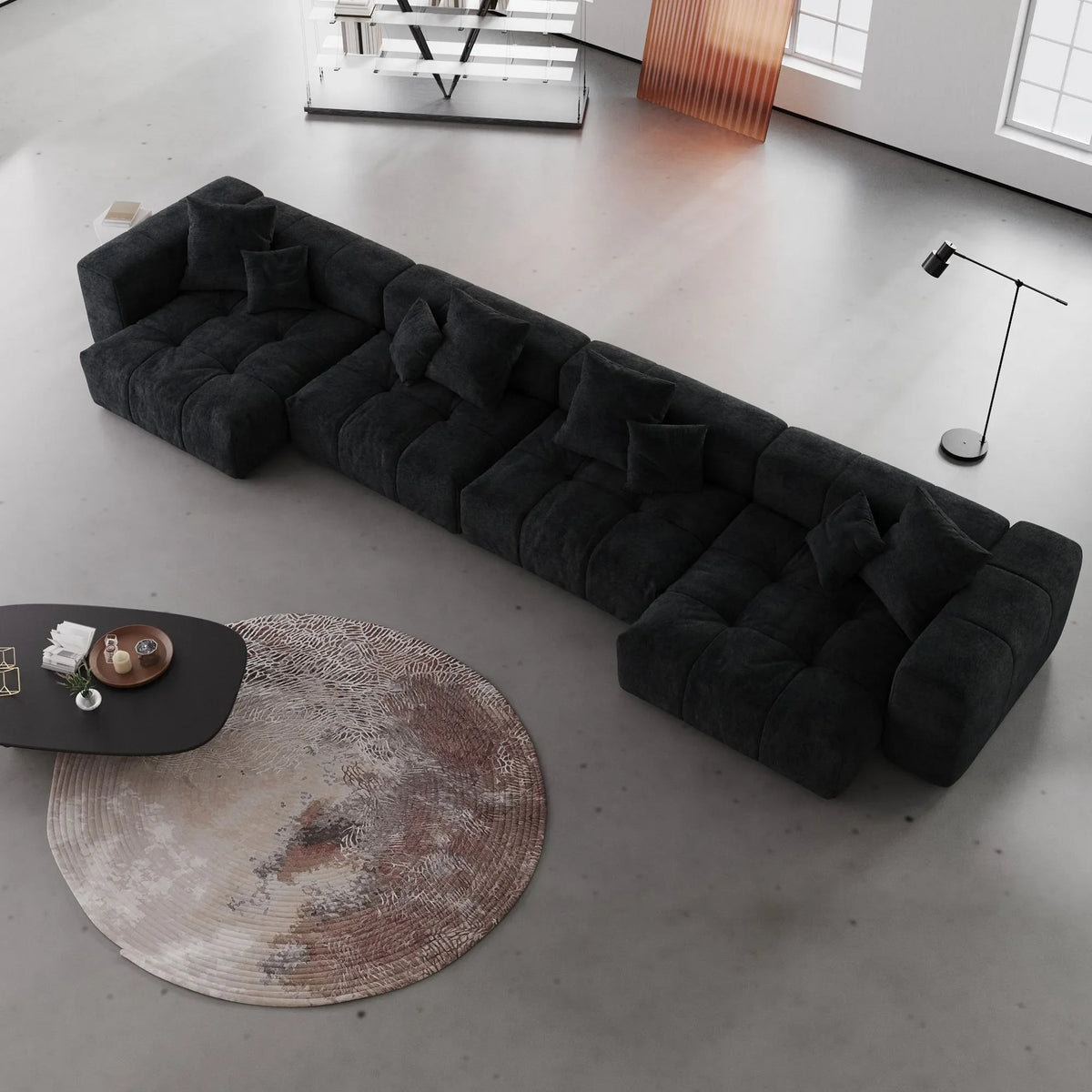 Pixel Classic Modular Sofa Modern Linen 4 Seater Sofa Deep Seat Sofa Chaise