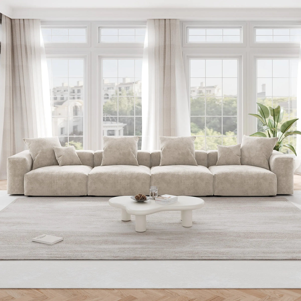 Pixel Modern Modular Sofa Pet Friendly 181 Inch Corduroy Sleepers 4 Seaters