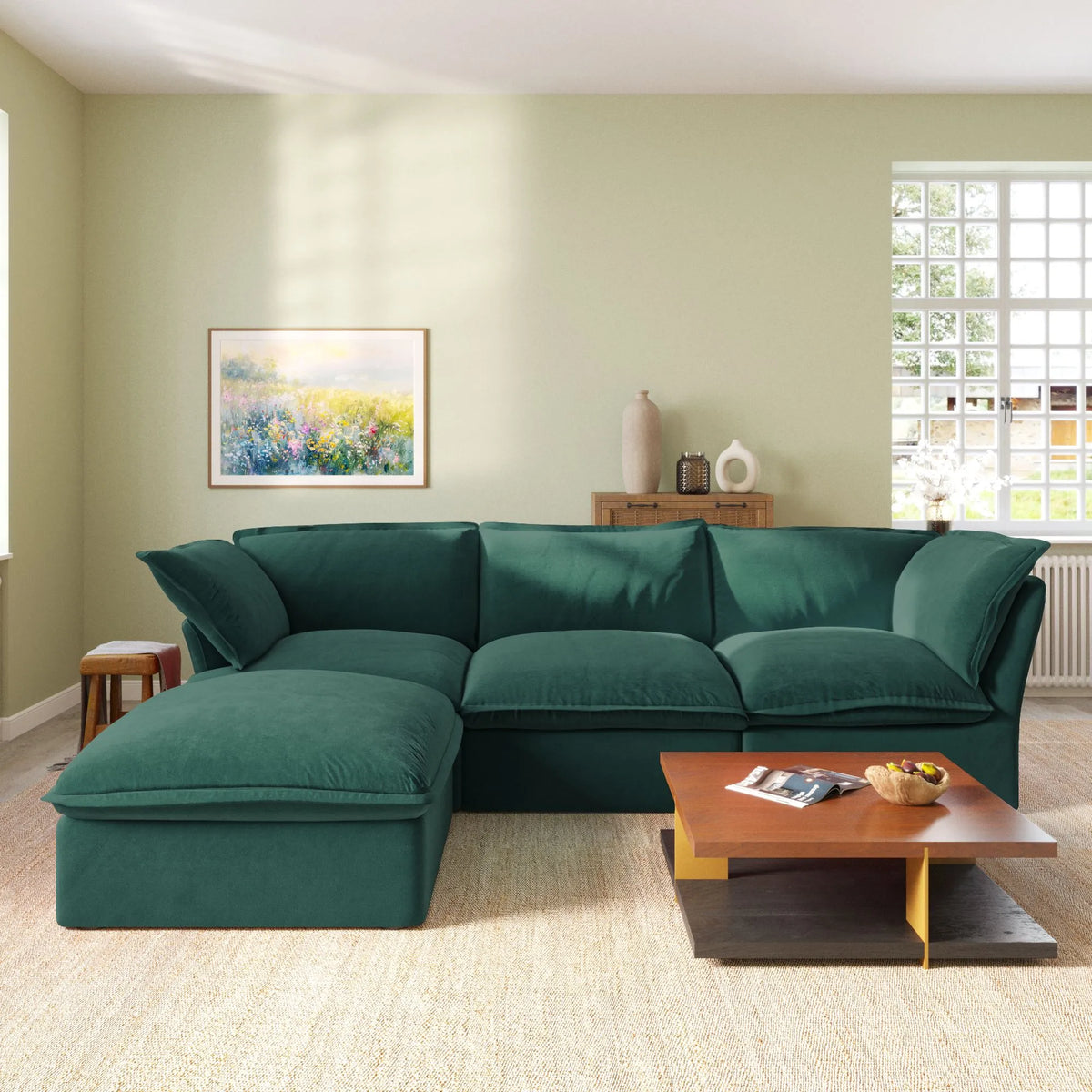Sky Classic Velvet Cloud Sofa Pet Friendly Cover 123 Inch Sectional