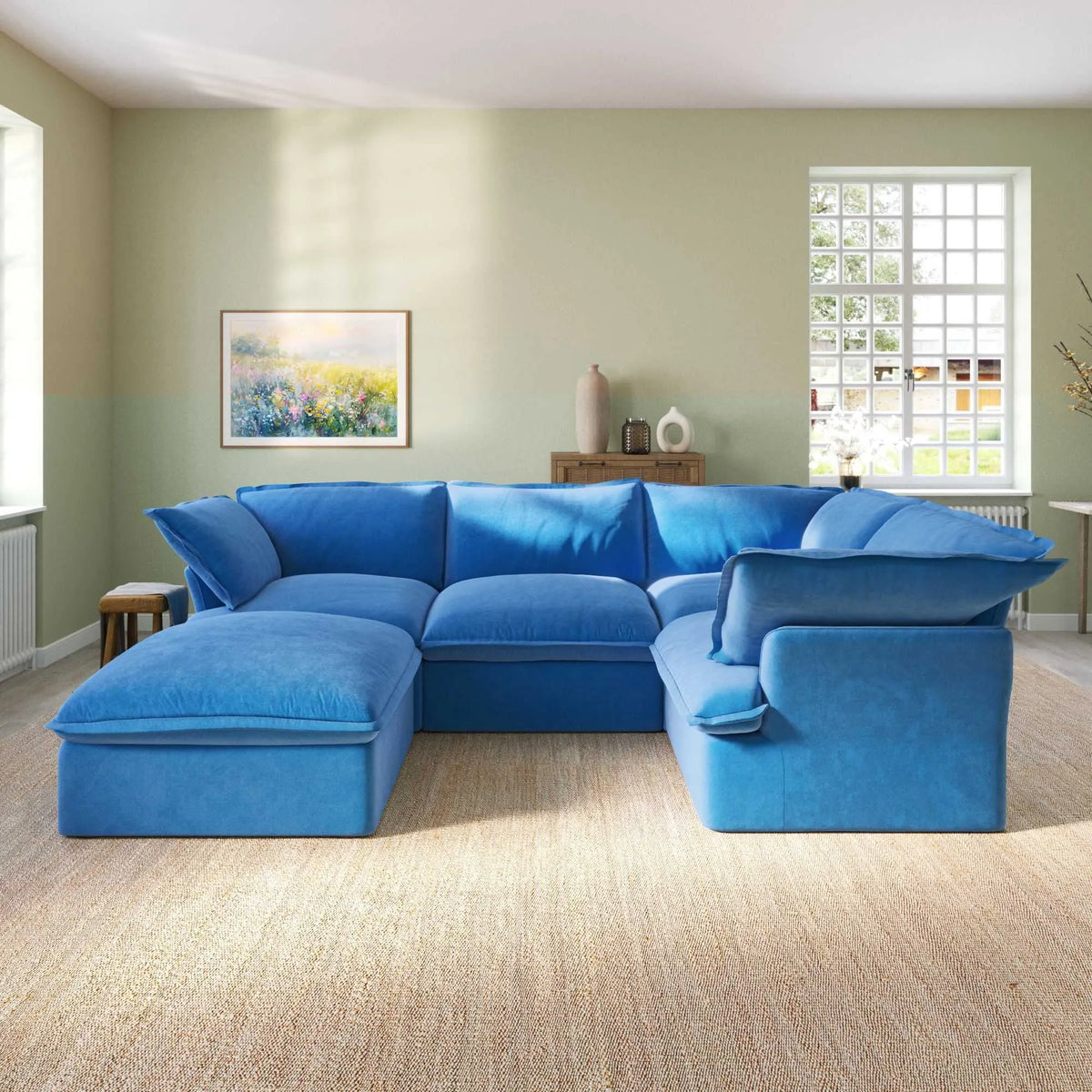 Sky Classic Velvet Cloud Sofa Washable Cover Velvet Corner Sectionals 5 Seaters