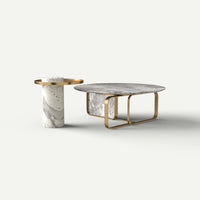 Calder Coffee Table shown with companion table — angle 45