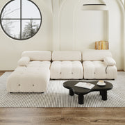 Halo Beige Velvet 3-Seater L-Shaped Sectional Sofa - ATUNUSHOME main image