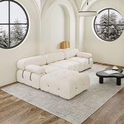 Halo Beige Velvet 3-Seater L-Shaped Sectional Sofa - ATUNUSHOME gallery 3