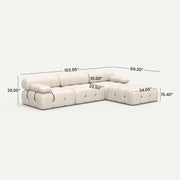 Halo Beige Velvet 3-Seater L-Shaped Sectional Sofa - dimensions