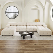 Halo Beige Velvet 4-Seater U-Shaped Sectional Sofa - ATUNUSHOME main image