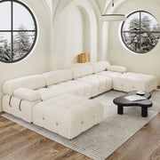 Halo Beige Velvet 4-Seater U-Shaped Sectional Sofa - ATUNUSHOME gallery 3