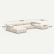 Halo Beige Velvet 4-Seater U-Shaped Sectional Sofa - dimensions