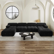 Halo Black Velvet 4-Seater U-Shaped Sectional Sofa - ATUNUSHOME gallery 3