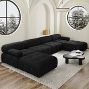 Halo Black Velvet 4-Seater U-Shaped Sectional Sofa - ATUNUSHOME gallery 4