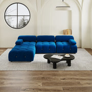 Halo Blue Velvet 3-Seater L-Shaped Sectional Sofa - ATUNUSHOME main image