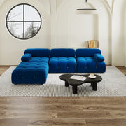 Halo Blue Velvet 3-Seater L-Shaped Sectional Sofa - ATUNUSHOME gallery 2