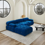 Halo Blue Velvet 3-Seater L-Shaped Sectional Sofa - ATUNUSHOME gallery 3