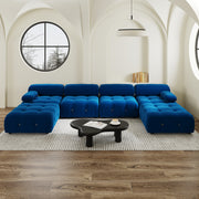 Halo Blue Velvet 4-Seater U-Shaped Sectional Sofa - ATUNUSHOME gallery 2