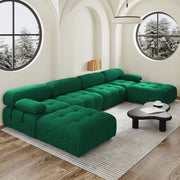 Halo Green Velvet 4-Seater U-Shaped Sectional Sofa - ATUNUSHOME gallery 3