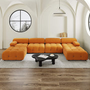 Halo Orange Velvet 4-Seater U-Shaped Sectional Sofa - ATUNUSHOME gallery 2