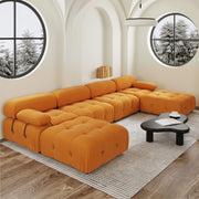 Halo Orange Velvet 4-Seater U-Shaped Sectional Sofa - ATUNUSHOME gallery 3