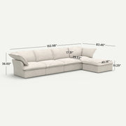 Lunna Cloud Modular L-Shaped Beige 4-Seater Sofa with 1 Ottoman - dimensions