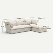 Lunna Cloud Modular L-Shaped Beige 3-Seater Sofa with 1 Ottoman - dimensions