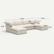 Lunna Cloud Modular U-Shaped Beige 4-Seater Sofa with 2 Ottomans - dimensions