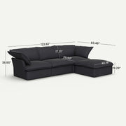 Lunna Cloud Modular L-Shaped Black 3-Seater Sofa with 1 Ottoman - dimensions