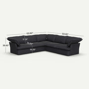 Lunna Cloud Modular V-Shaped Black 5-Seater Sofa - dimensions