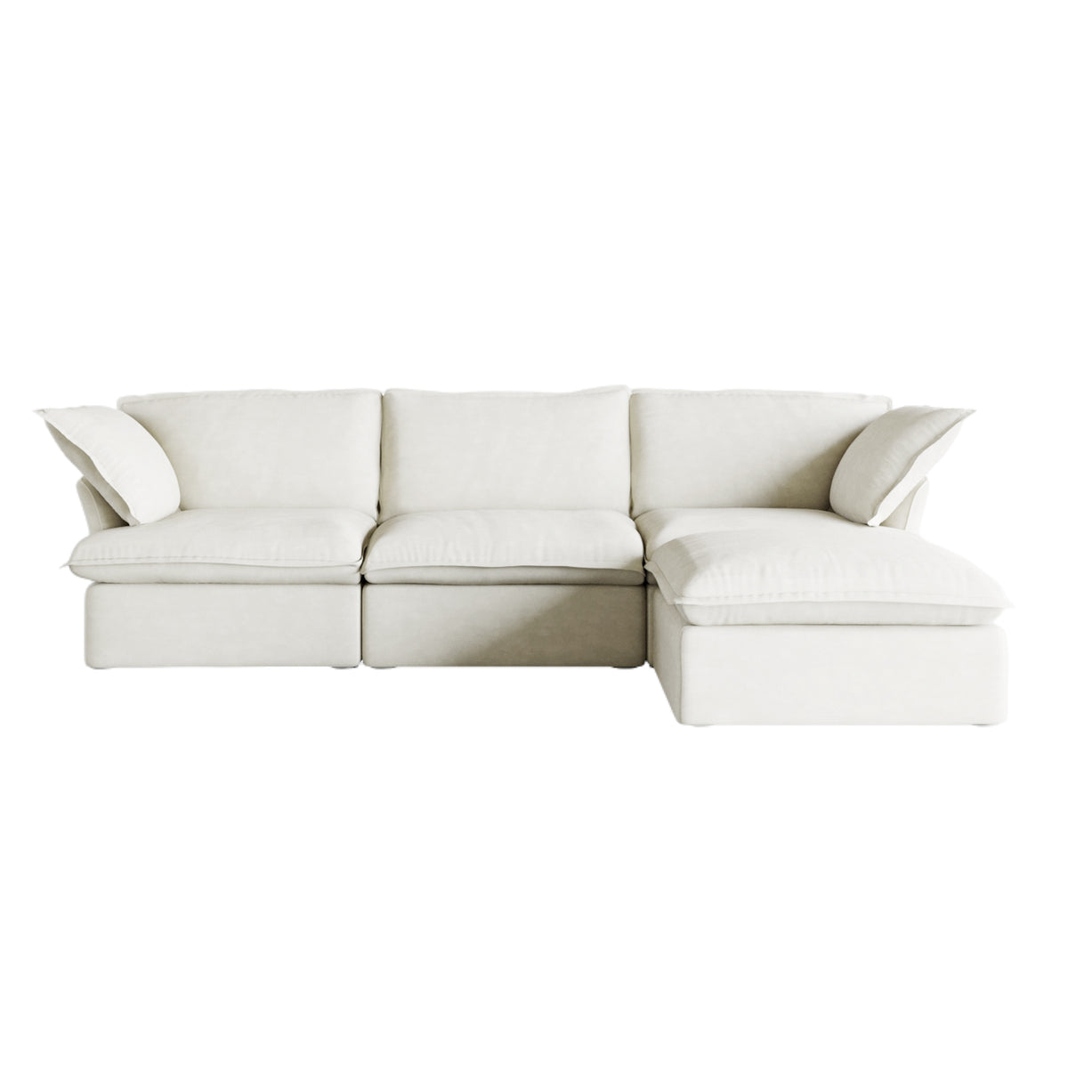 Lunna Cloud Modular L-Shaped White 3-Seater Sofa with 1 Ottoman - WordPress source main view
