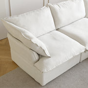 Lunna Cloud Modular L-Shaped White 3-Seater Sofa with 1 Ottoman - WordPress source white upholstery detail
