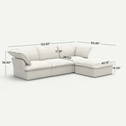 Lunna Cloud Modular L-Shaped White 3-Seater Sofa with 1 Ottoman - dimensions