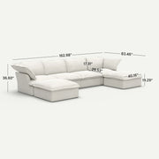 Lunna Cloud Modular U-Shaped White 4-Seater Sofa with 2 Ottomans - dimensions