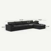 Sereno Cloud Black Cotton-Linen 4-Seater L-Shaped Sectional Sofa - dimensions