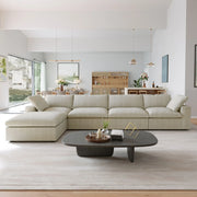 Sereno Cloud Khaki Cotton-Linen 4-Seater L-Shaped Sectional Sofa - ATUNUSHOME main image