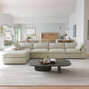 Sereno Cloud Khaki Cotton-Linen 4-Seater L-Shaped Sectional Sofa - ATUNUSHOME gallery 2