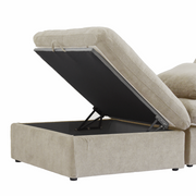 Sereno Cloud Khaki Cotton-Linen 4-Seater L-Shaped Sectional Sofa - ATUNUSHOME gallery 4
