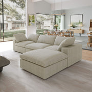 Sereno Cloud Khaki Cotton-Linen 3-Seater L-Shaped Sectional Sofa - ATUNUSHOME gallery 3