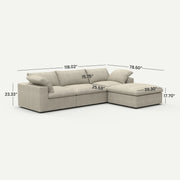 Sereno Cloud Khaki Cotton-Linen 3-Seater L-Shaped Sectional Sofa - dimensions