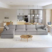 Sereno Cloud Light Grey Cotton-Linen 4-Seater L-Shaped Sectional Sofa - ATUNUSHOME main image