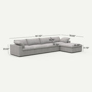 Sereno Cloud Light Grey Cotton-Linen 4-Seater L-Shaped Sectional Sofa - dimensions