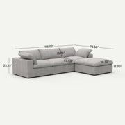 Sereno Cloud Light Grey Cotton-Linen 3-Seater L-Shaped Sectional Sofa - dimensions