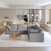 Sereno Cloud Light Grey Cotton-Linen 5-Seater V-Shaped Modular Sectional - ATUNUSHOME main image
