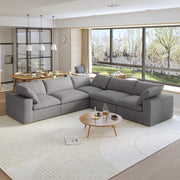 Sereno Cloud Light Grey Cotton-Linen 5-Seater V-Shaped Modular Sectional - ATUNUSHOME gallery 2