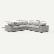 Sereno Cloud Light Grey Cotton-Linen 5-Seater V-Shaped Modular Sectional - dimensions