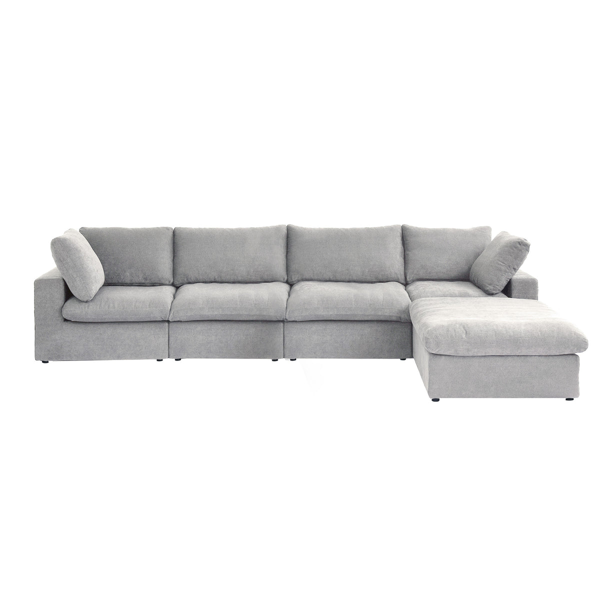 Sereno Cloud White Cotton-Linen 4-Seater L-Shaped Sectional Sofa - ATUNUSHOME gallery 2