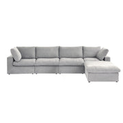 Sereno Cloud White Cotton-Linen 4-Seater L-Shaped Sectional Sofa - ATUNUSHOME gallery 2