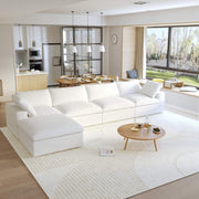 Sereno Cloud White Cotton-Linen 4-Seater L-Shaped Sectional Sofa - ATUNUSHOME gallery 4