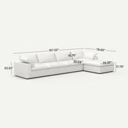 Sereno Cloud White Cotton-Linen 4-Seater L-Shaped Sectional Sofa - dimensions