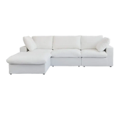 Sereno Cloud White Cotton-Linen 3-Seater L-Shaped Sectional Sofa - ATUNUSHOME gallery 2