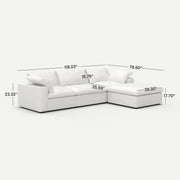Sereno Cloud White Cotton-Linen 3-Seater L-Shaped Sectional Sofa - dimensions
