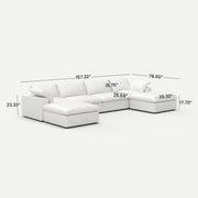 Sereno Cloud White Cotton-Linen 4-Seater U-Shaped Sectional Sofa - dimensions