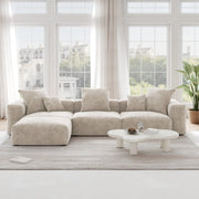 Orris Beige Corduroy 3-Seater L-Shaped Sectional Sofa - ATUNUSHOME main image